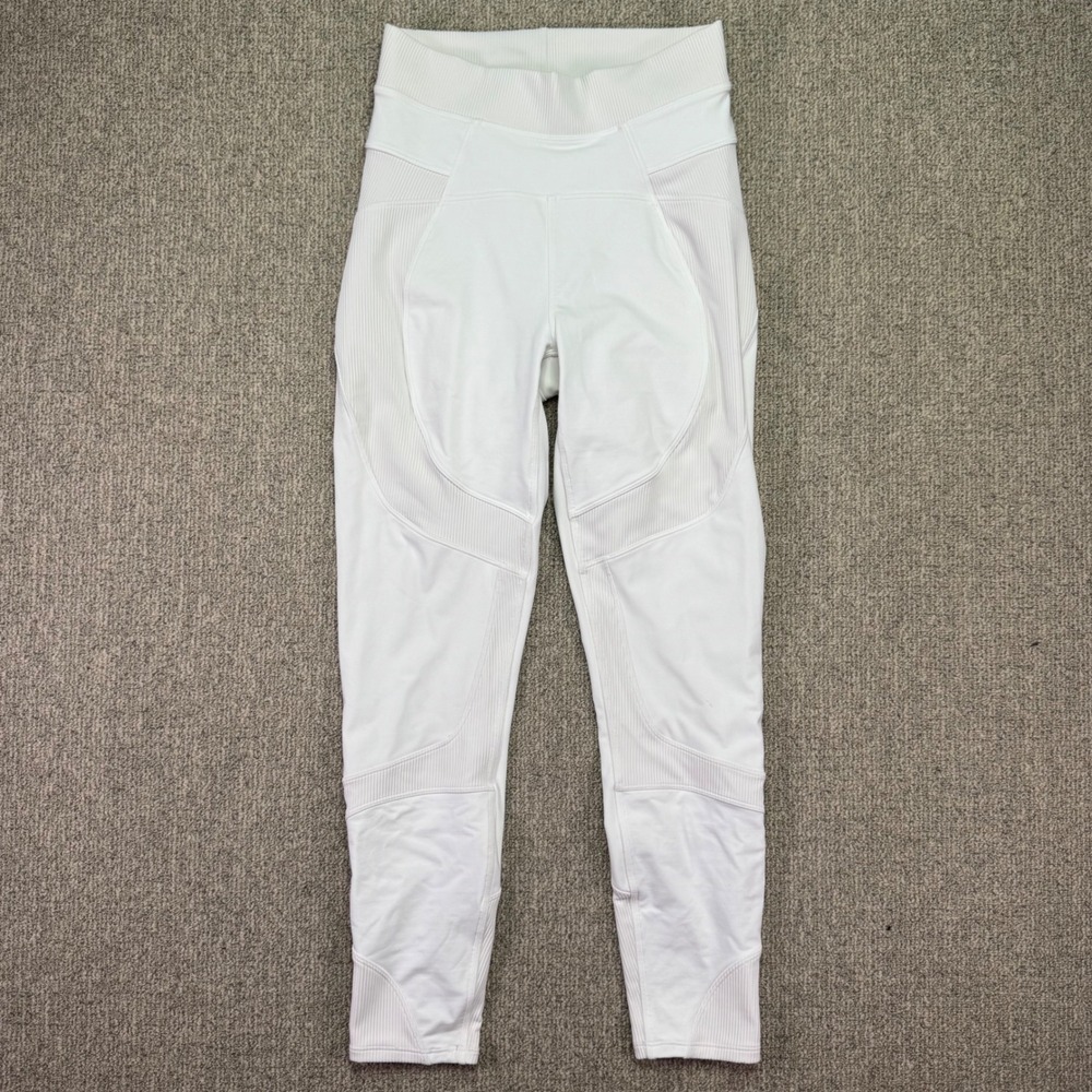 Lululemon New‎ Ambition Super High-Rise Tights White Ribbed Leggings Size 6 EUC